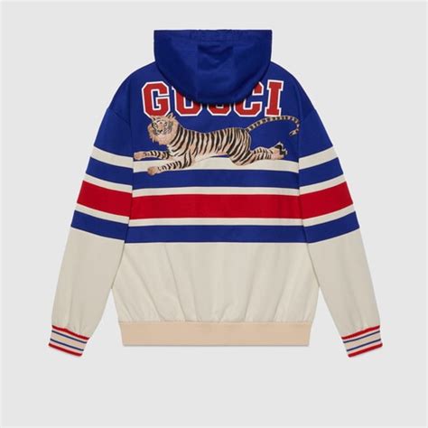 blue gucci hooodie|Gucci Tiger cotton zip.